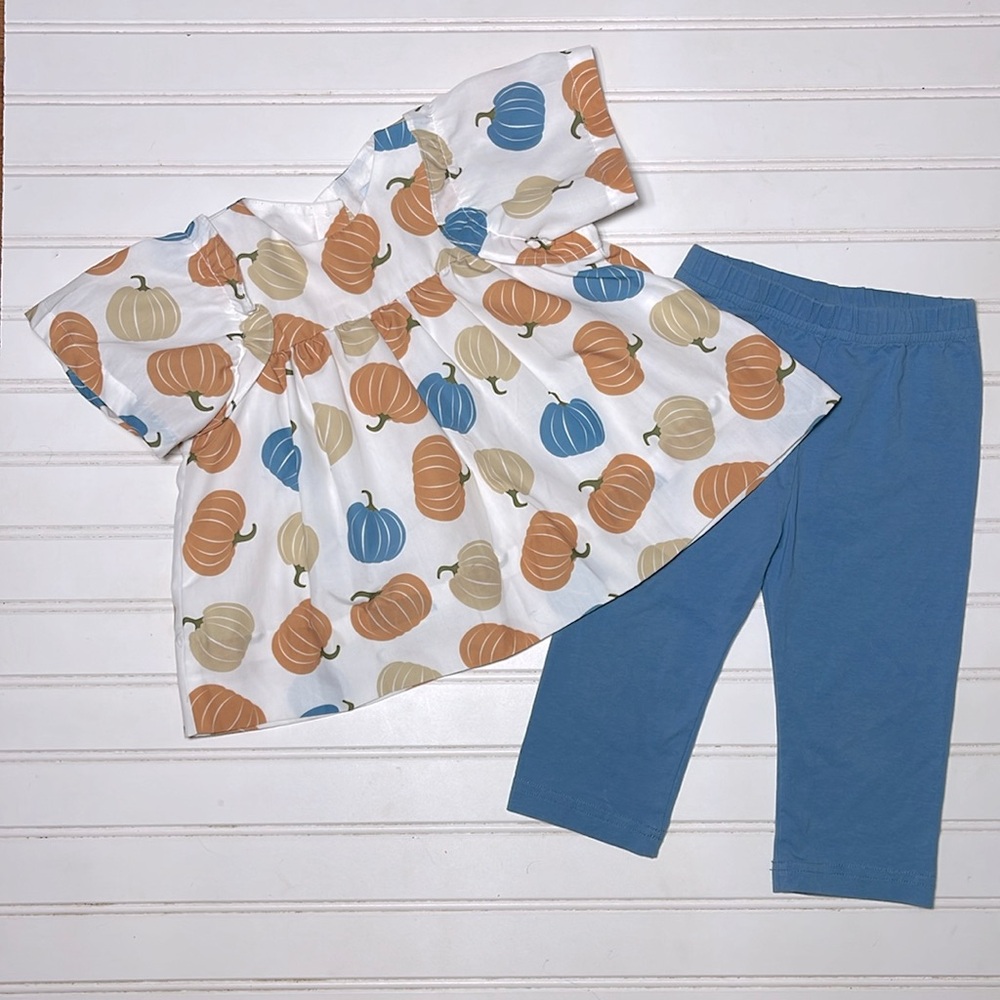 SOUTHERN TATERS EUC Fall Pumpkin Blouse Leggings Set